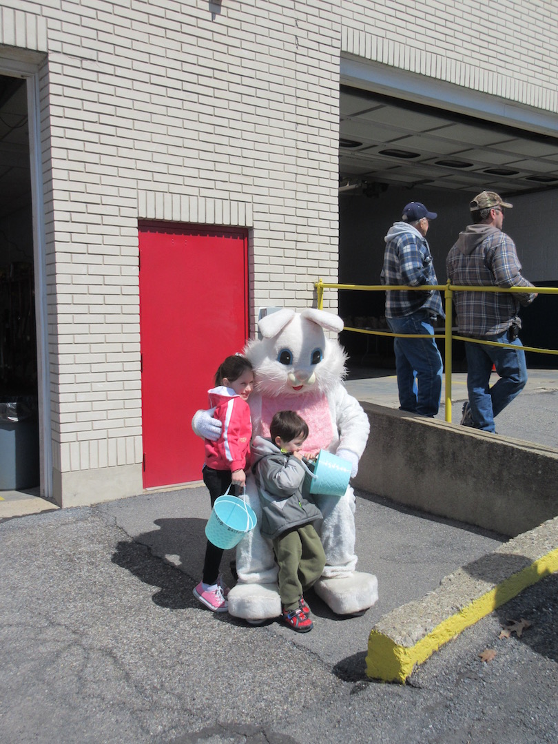 hugging the Easter Bunny